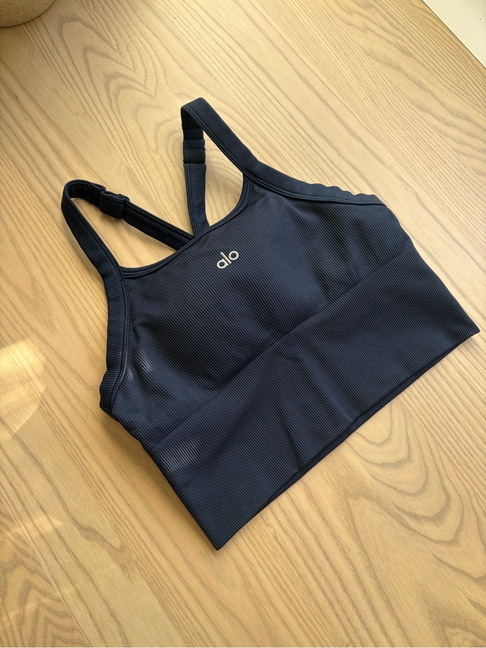 ALO Yoga Ribbed Sports Bra in Navy